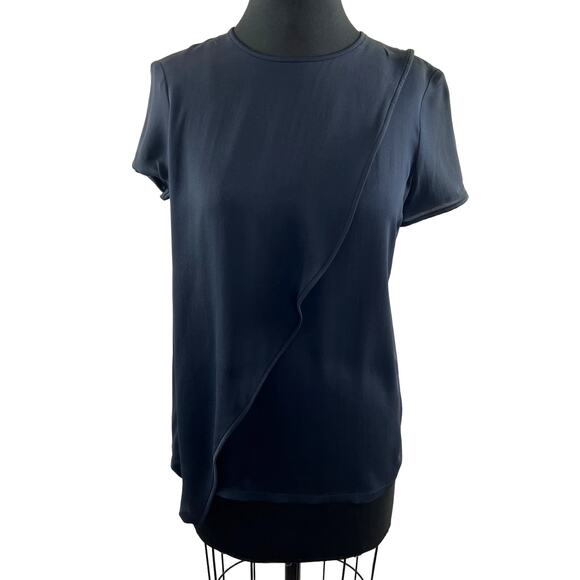 Max Mara Navy Blue Top Crew Neck Back Zipper Blouse Career Classic Fit Size ? - Picture 1 of 8